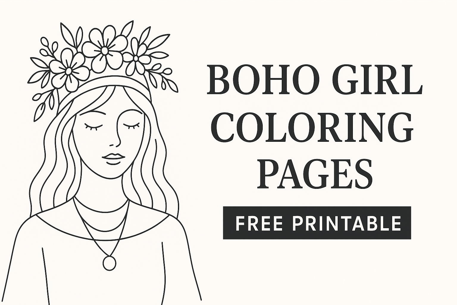 Boho Girl Coloring Pages Free Printable: A Fun, Creative Break Kids and adults Will Love