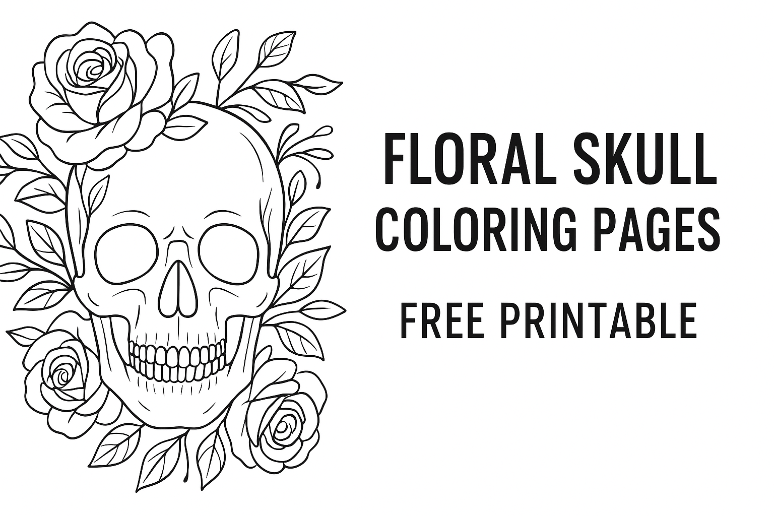 Floral Skull Coloring Pages Free Printable