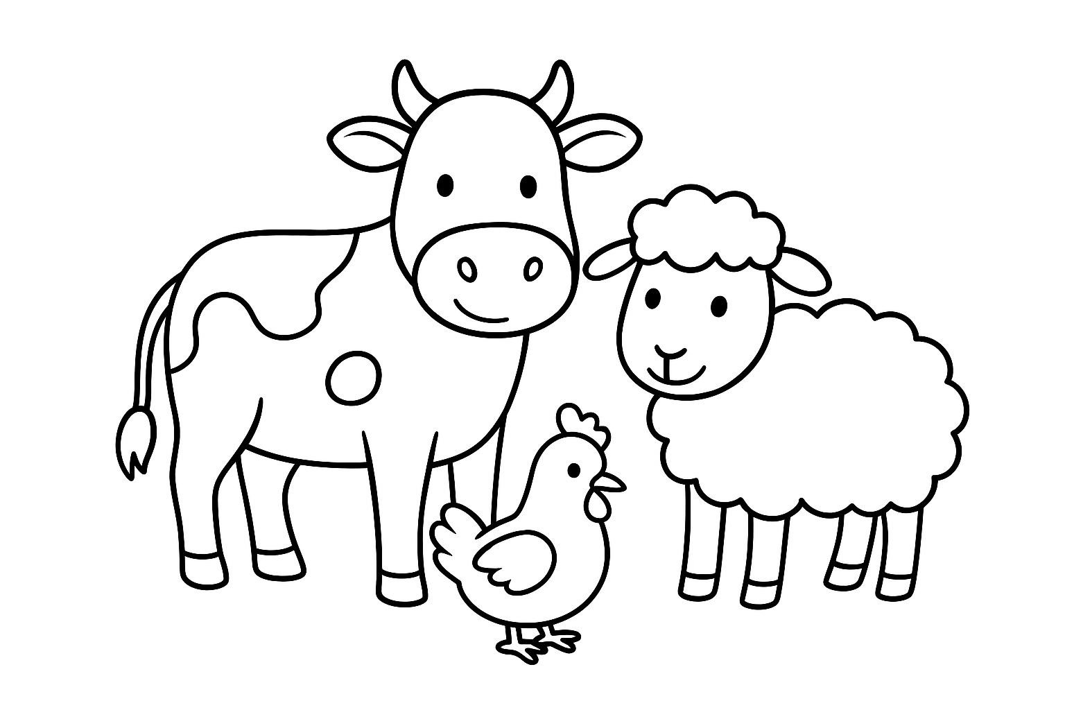 5 Cute Farm Animals Coloring Page Free Printable