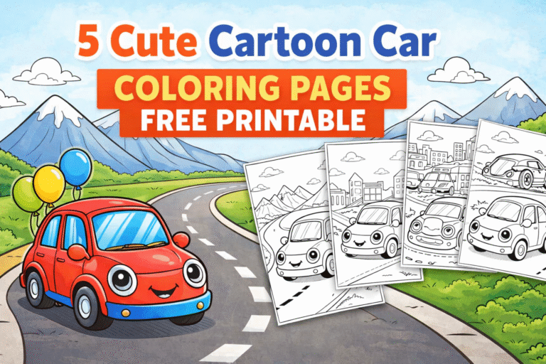 5 Cute Cartoon Car Coloring Pages Free Printable