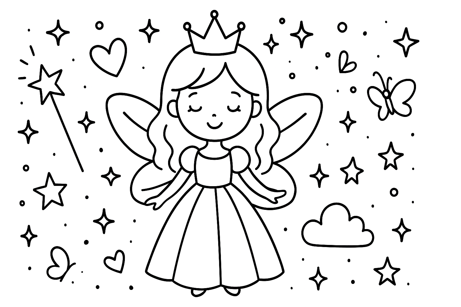 Fairy Princess Coloring Pages Free Printable – Magical Designs for Kids