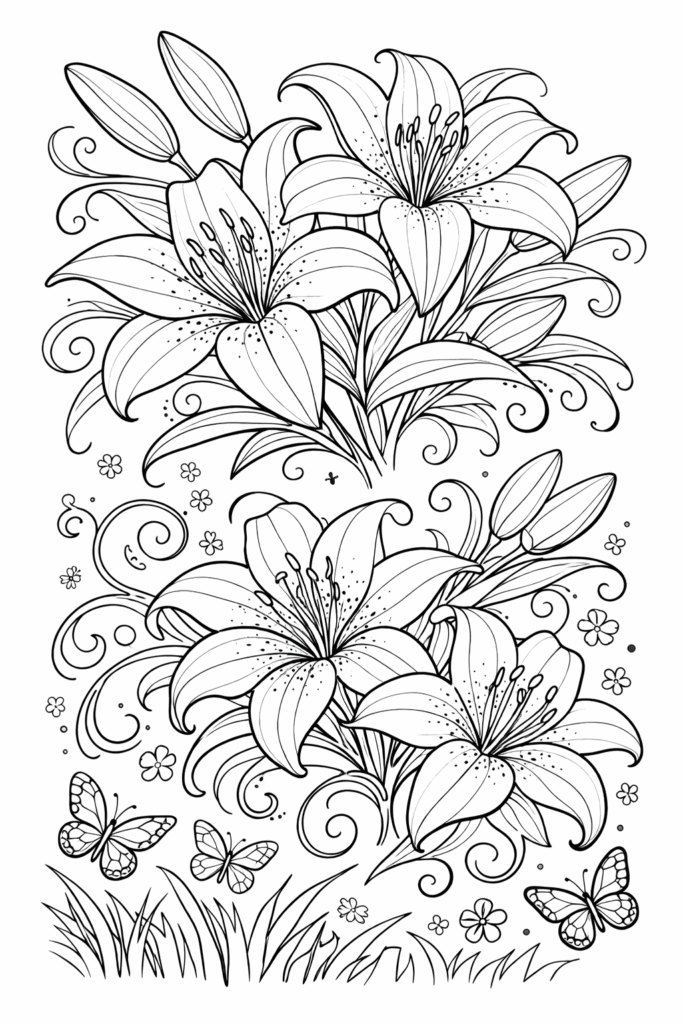 lilly flower coloring pages