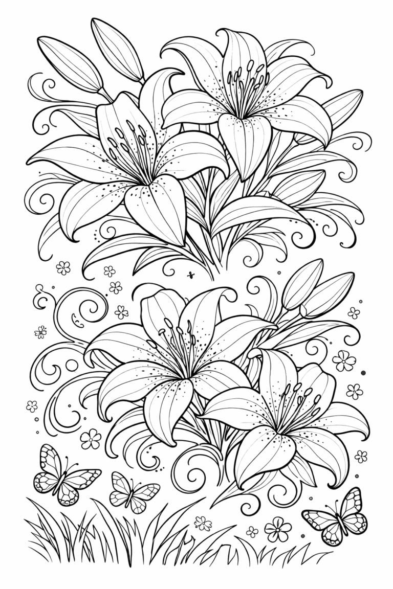lilly flower coloring pages