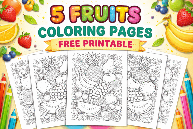 5 fruits coloring pages free printable