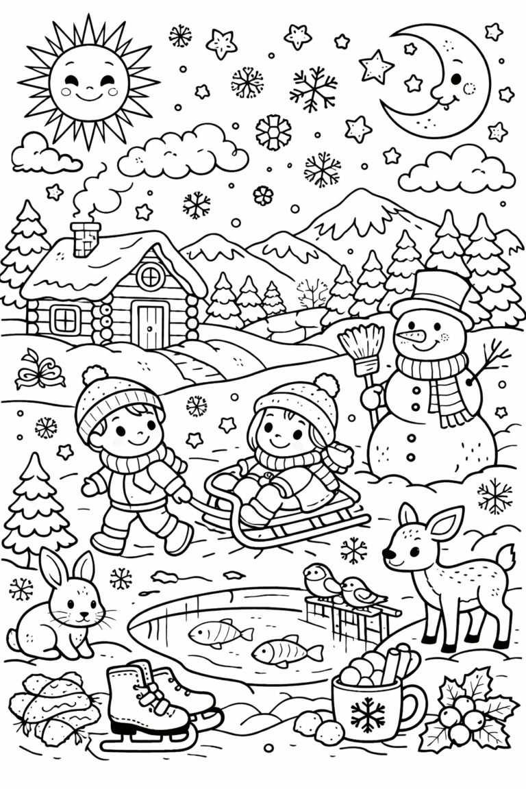 winter coloring pages free printable