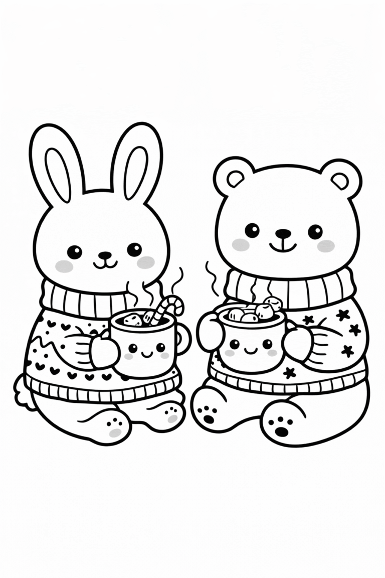5 cute cozy animals coloring pages free printable