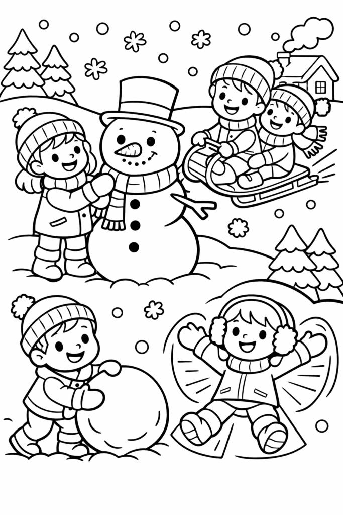 5 winter coloring pages free printable