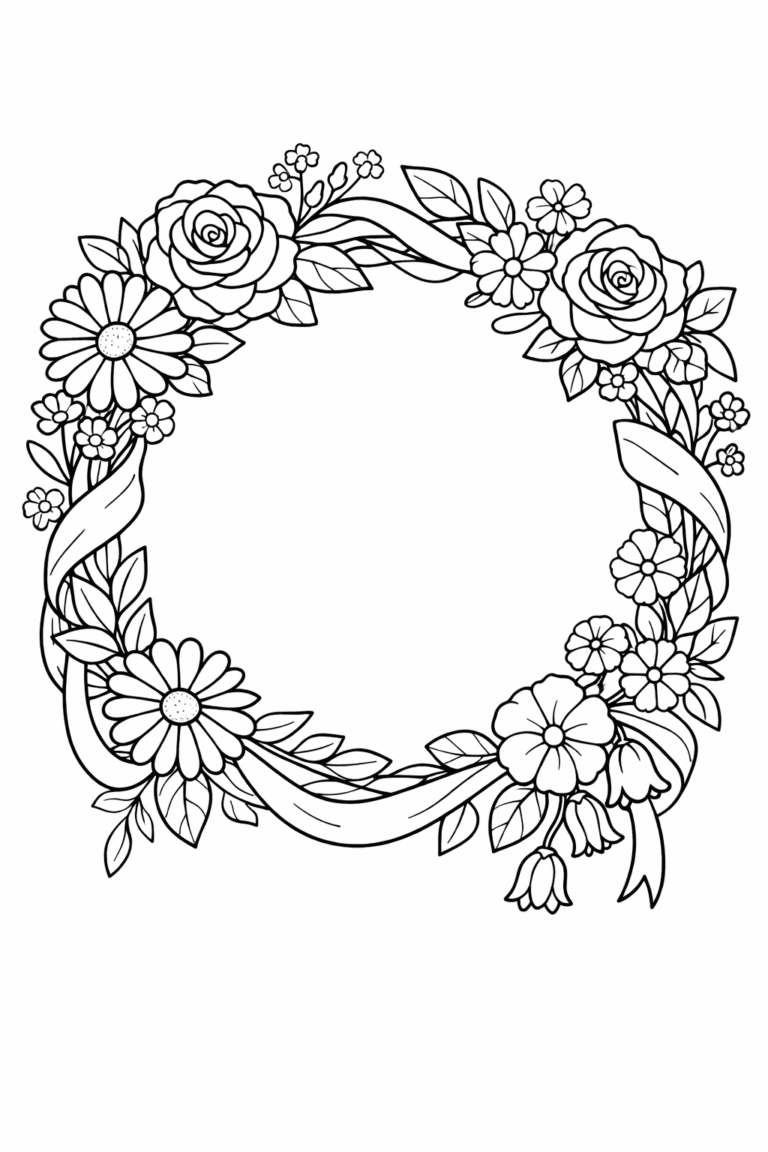 flower wreath coloring pages