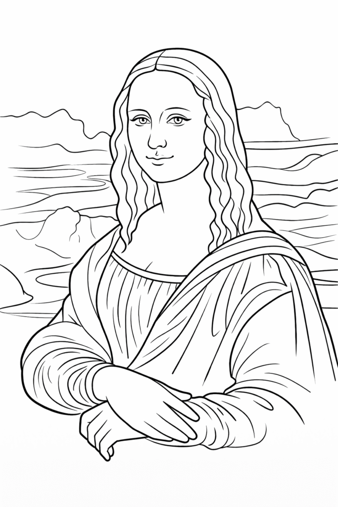 Mona Lisa coloring pages free printable