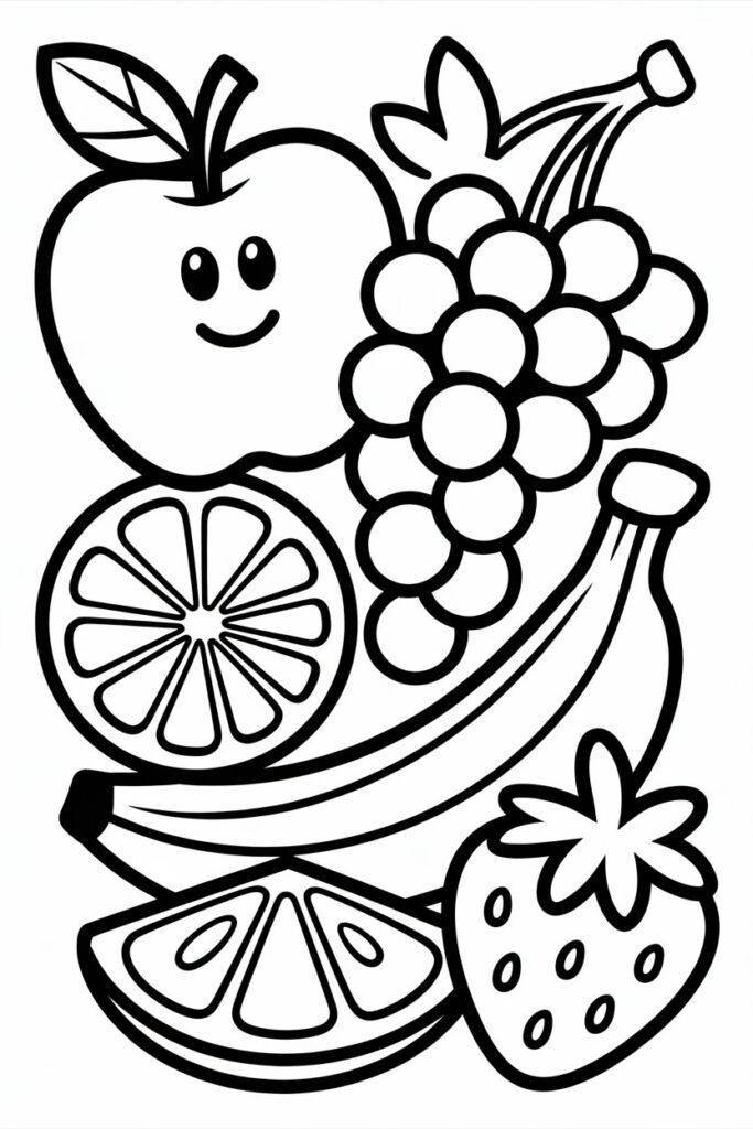 5 fruits coloring pages free printable