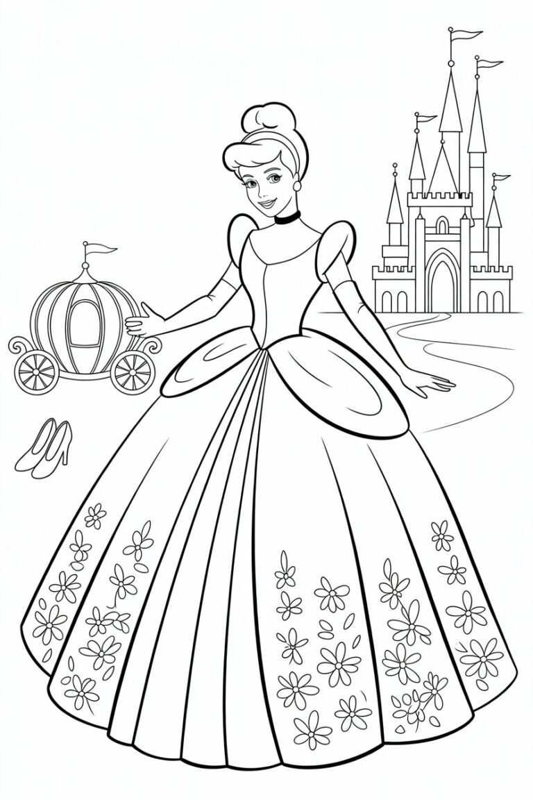 Cinderella picnic coloring pages