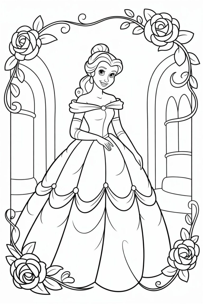 princess belle coloring pages free printable