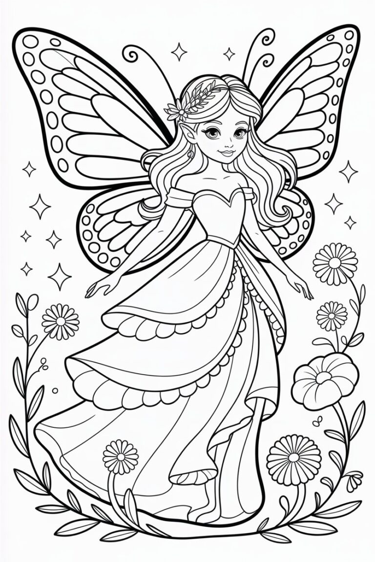 5 Princess fairy coloring pages free printable