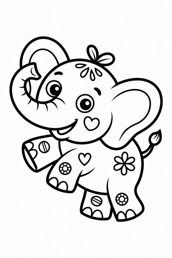5 elephant coloring pages free printable