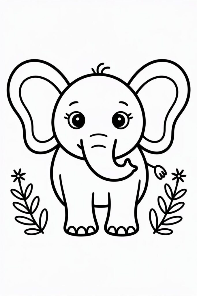5 elephant coloring pages free printable