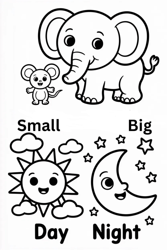 Learning Opposites Coloring Pages