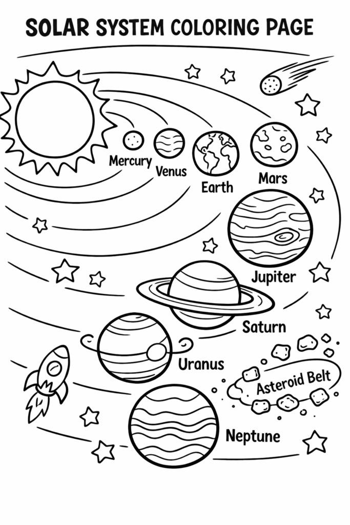 5 Solar system coloring pages free printable