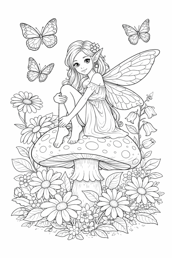 Small fairy coloring pages