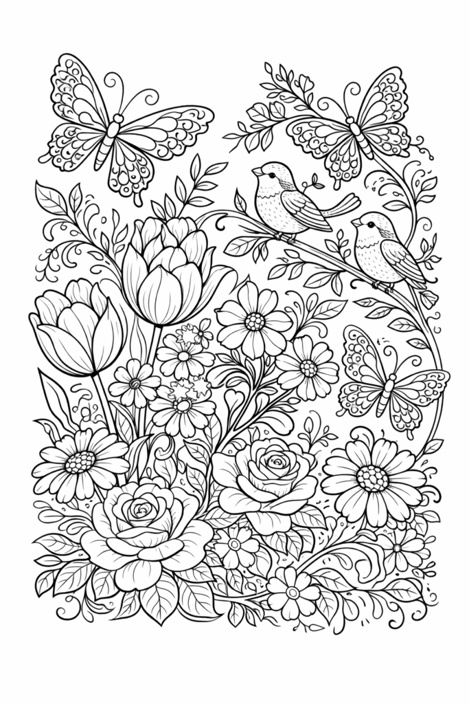 5 Spring Coloring Pages Free Printable
