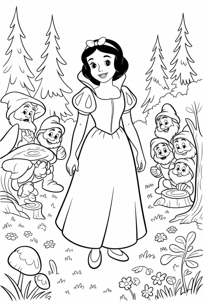 4 Snow white coloring pages free printable