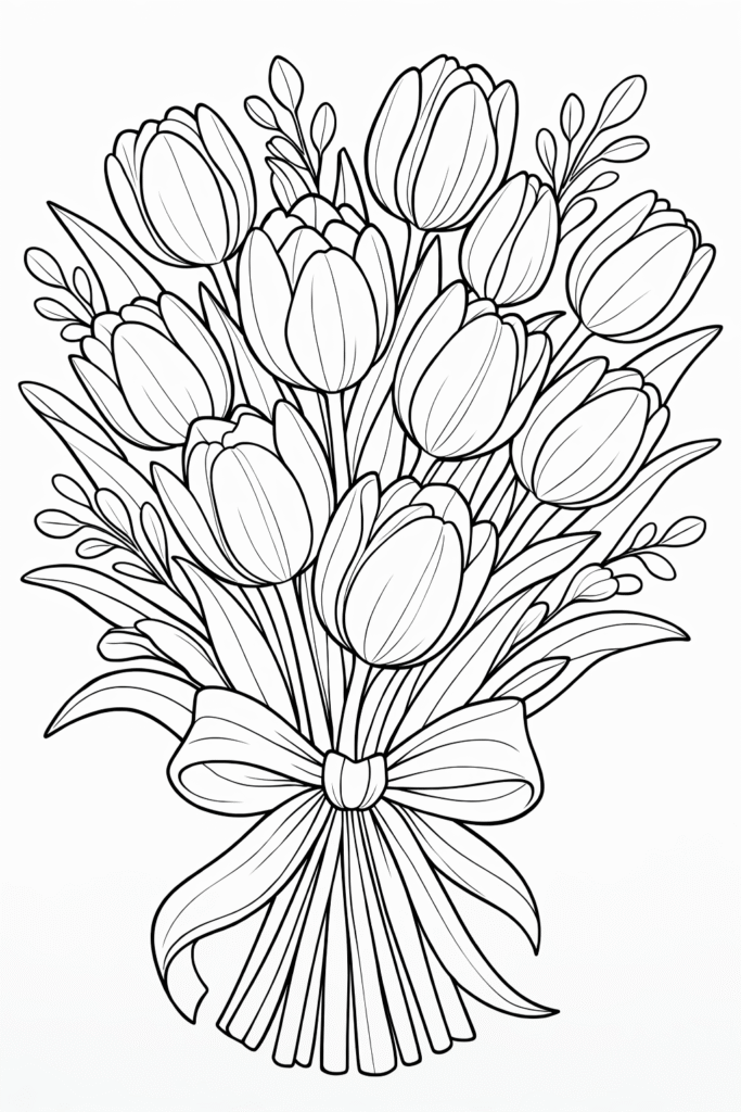 Tulip flowers coloring pages