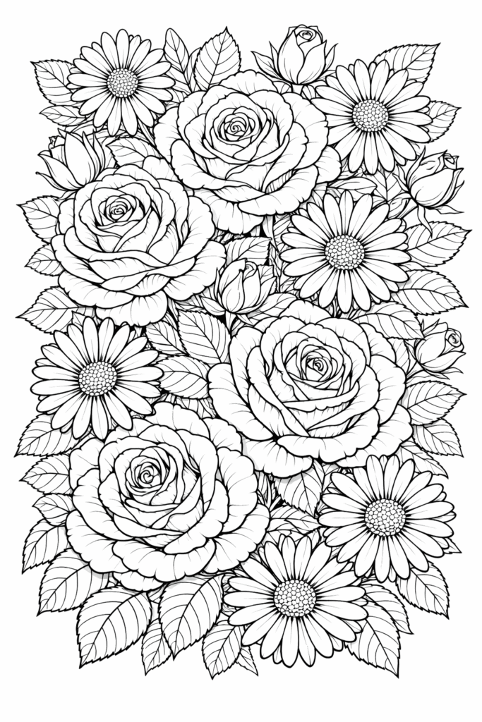 Floral coloring pages free printable