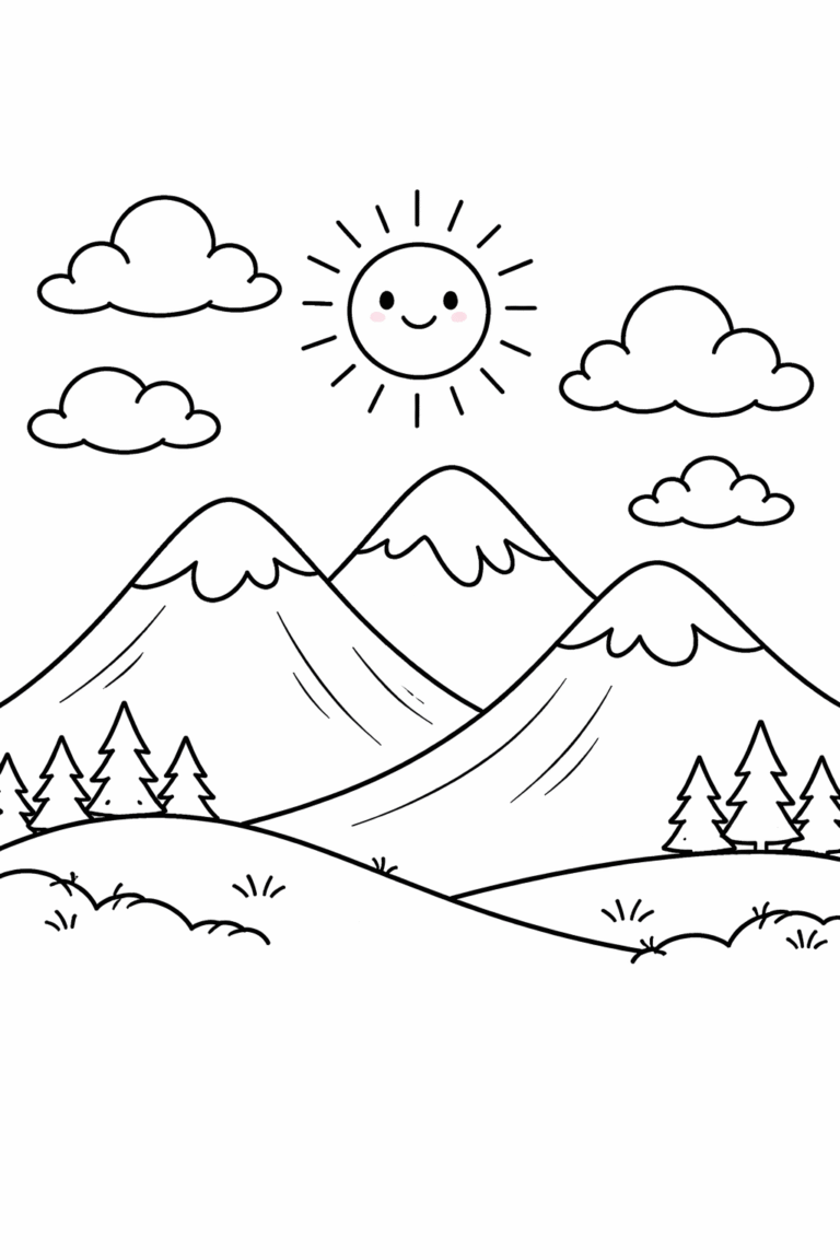 5 Mountains coloring pages free printable