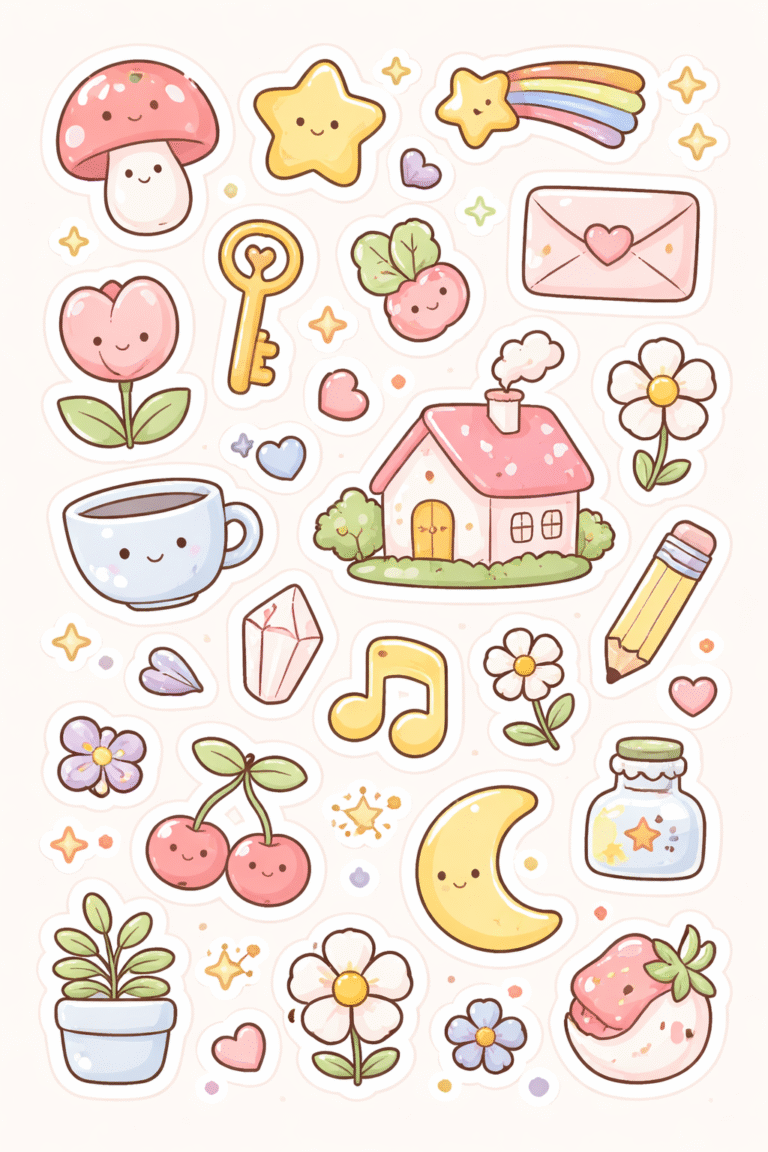 cute doodle stickers free printable