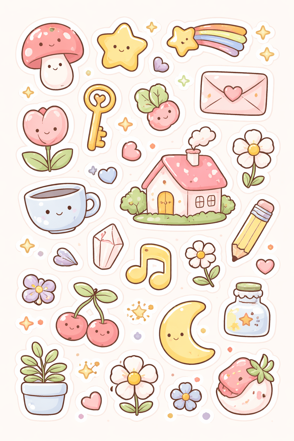 cute doodle stickers free printable