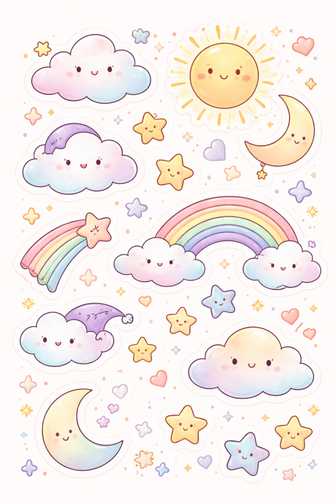 cute doodle stickers free printable