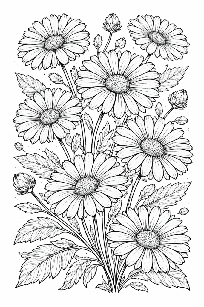 Daisy flowers coloring pages free printable