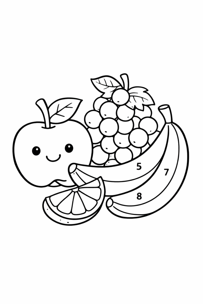 5 Fruits Coloring Pages Free Printable