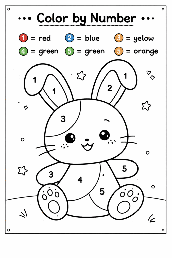 5 Color by number worksheets free printable