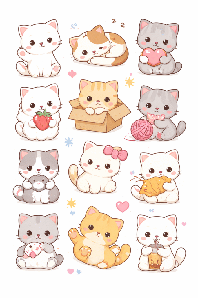 cute kawaii aesthetic sticker set free printable