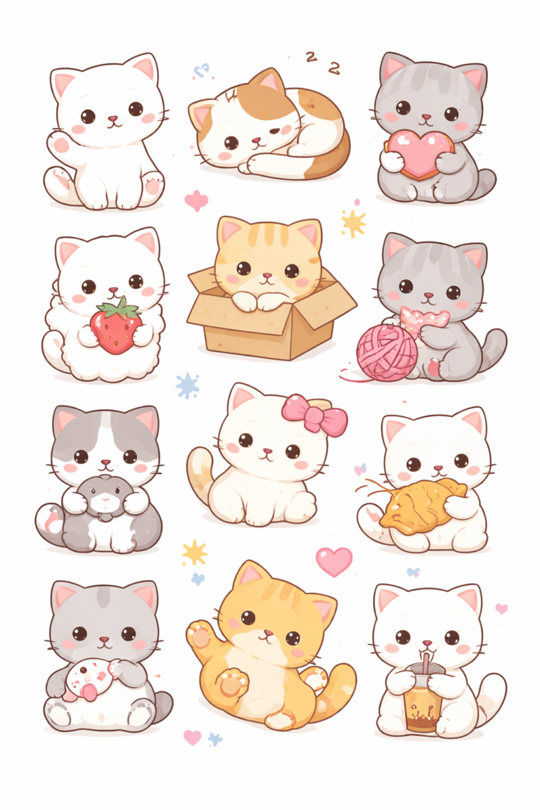 cute kawaii aesthetic sticker set free printable