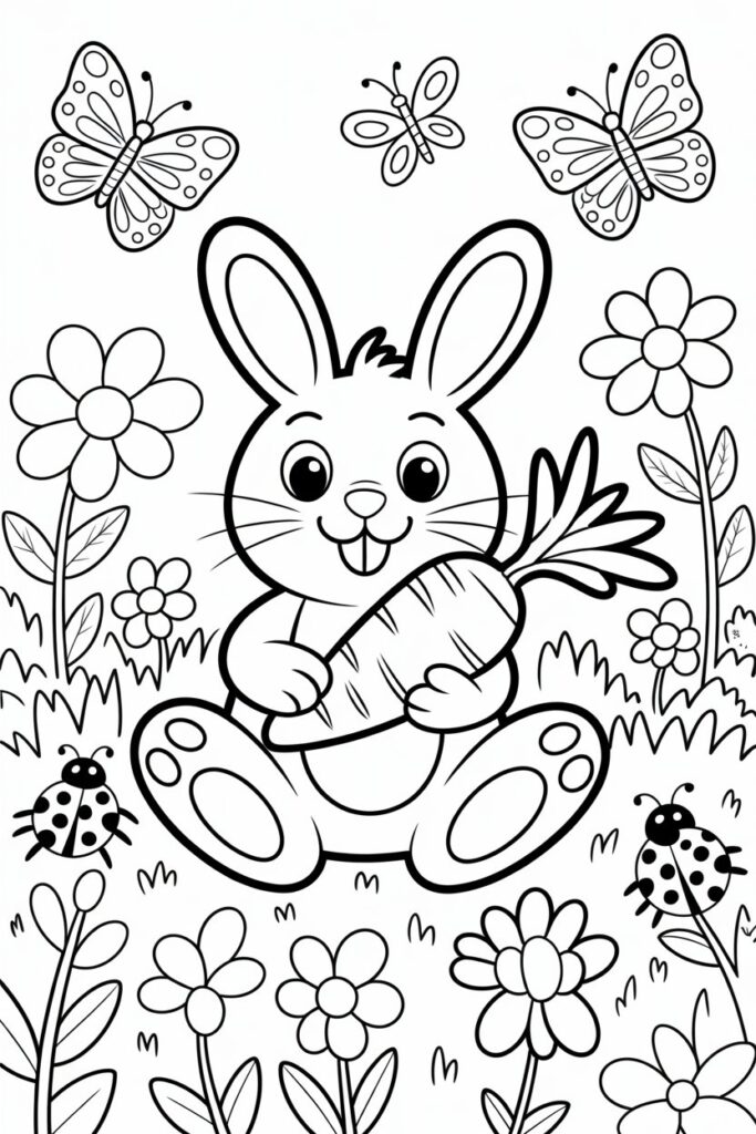 Cute Rabbit Coloring Pages Free Printable