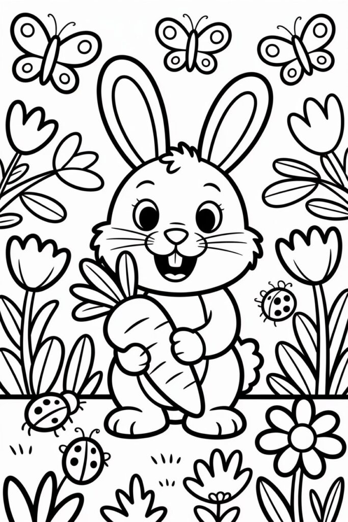 Cute Rabbit Coloring Pages Free Printable