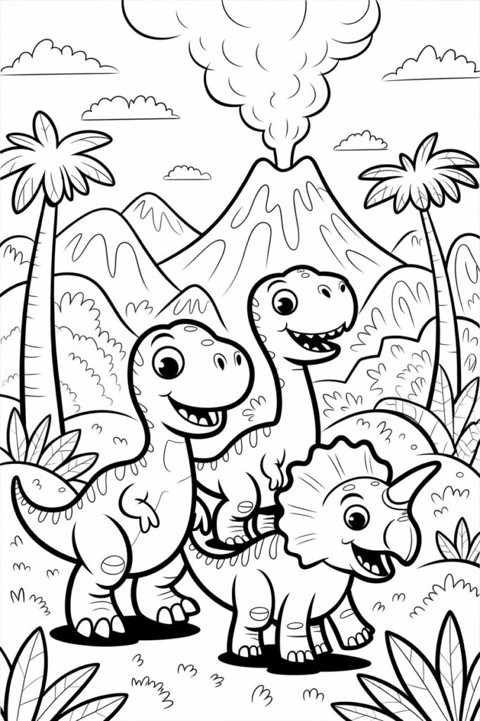 6 Dinosaurs Coloring Pages Free Printable