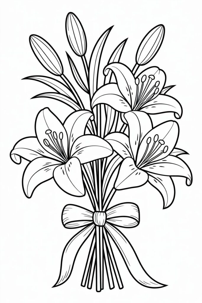 Lilly flowers coloring pages