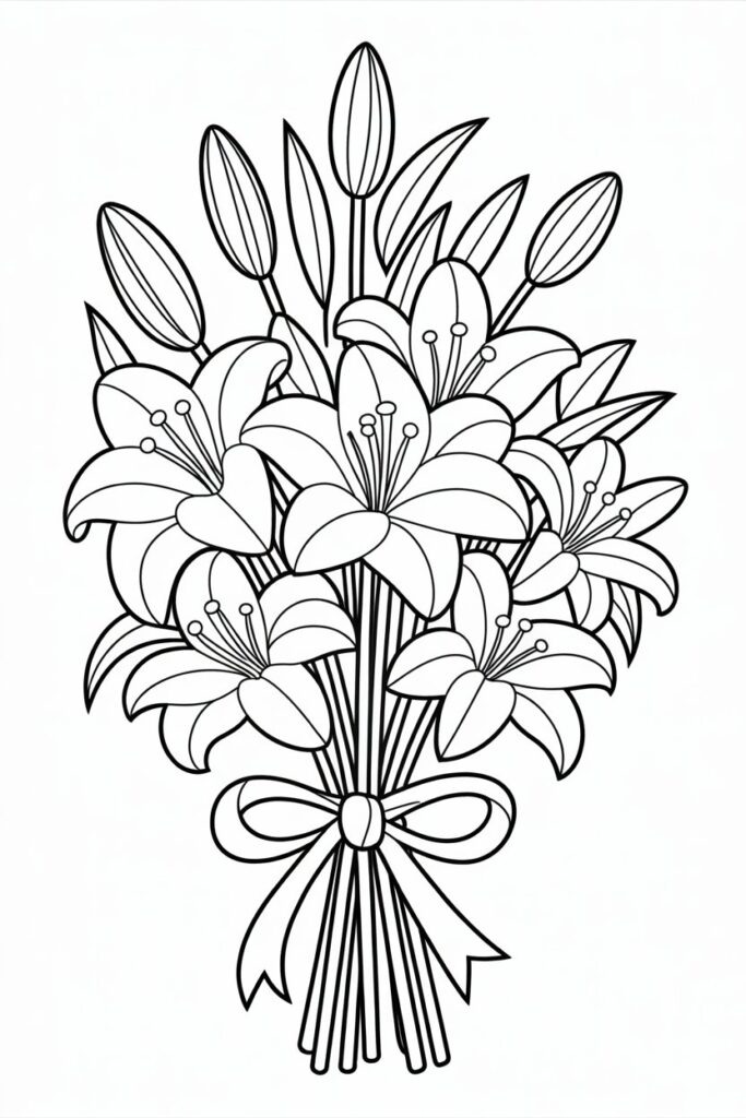 Lilly flowers coloring pages