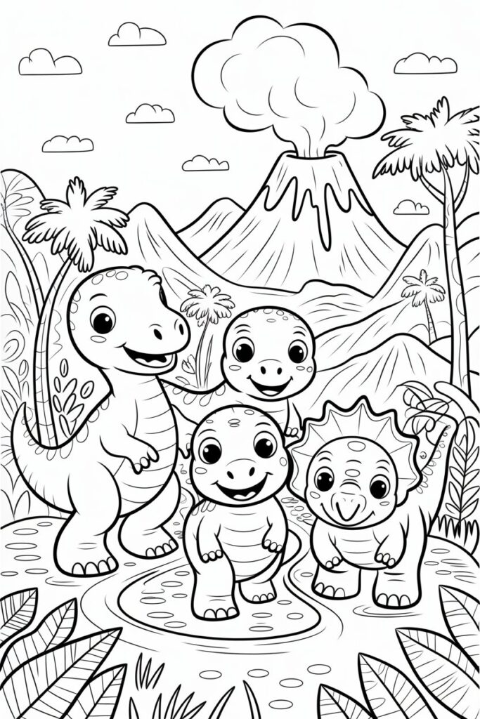 6 Dinosaurs Coloring Pages Free Printable