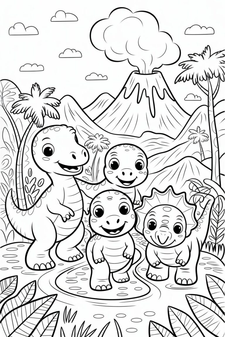 6 Dinosaurs Coloring Pages Free Printable