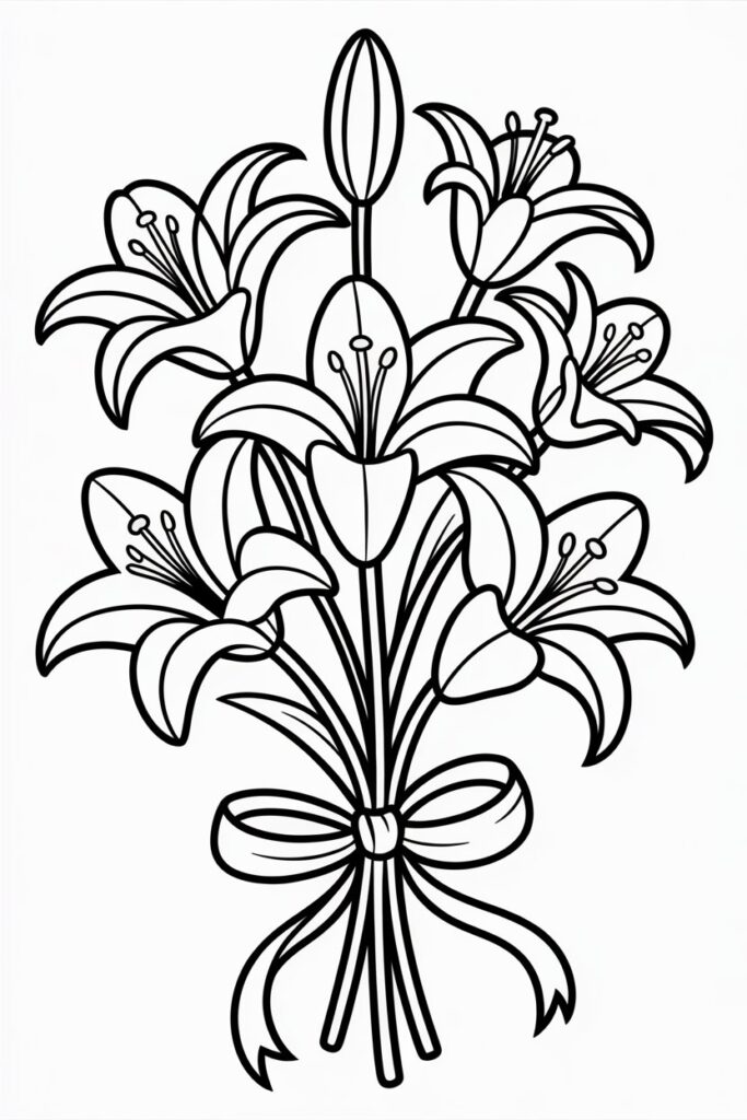 Lilly flowers coloring pages