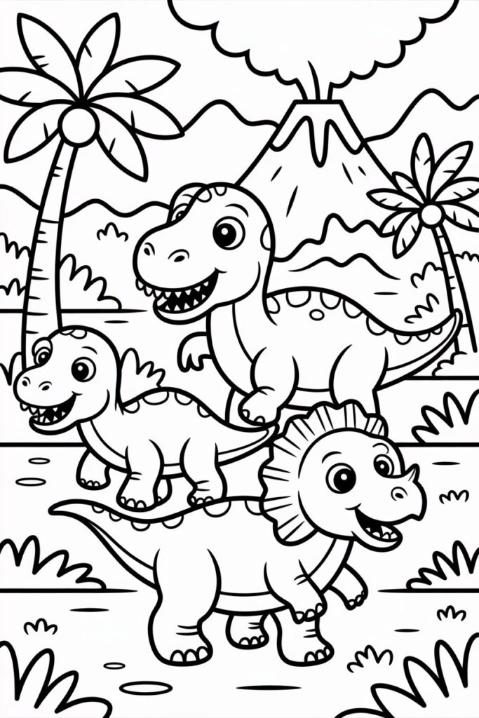 6 Dinosaurs Coloring Pages Free Printable