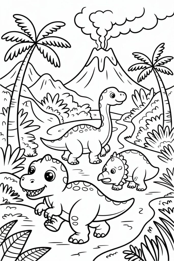 6 Dinosaurs Coloring Pages Free Printable