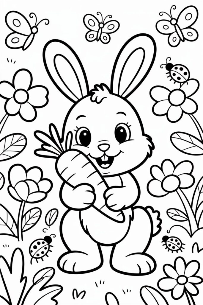 Cute Rabbit Coloring Pages Free Printable
