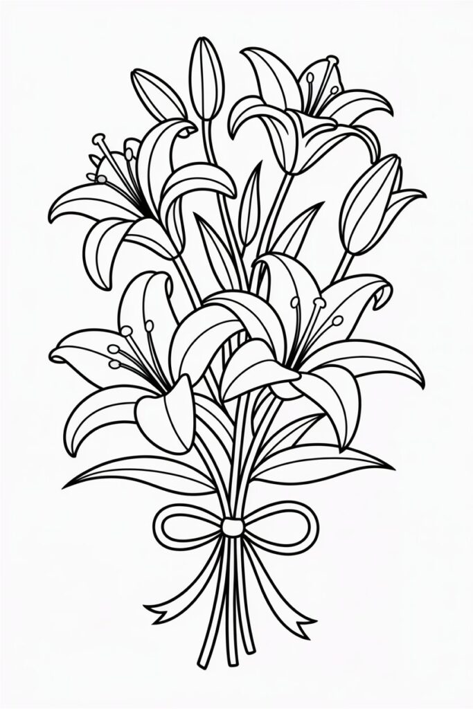 Lilly flowers coloring pages