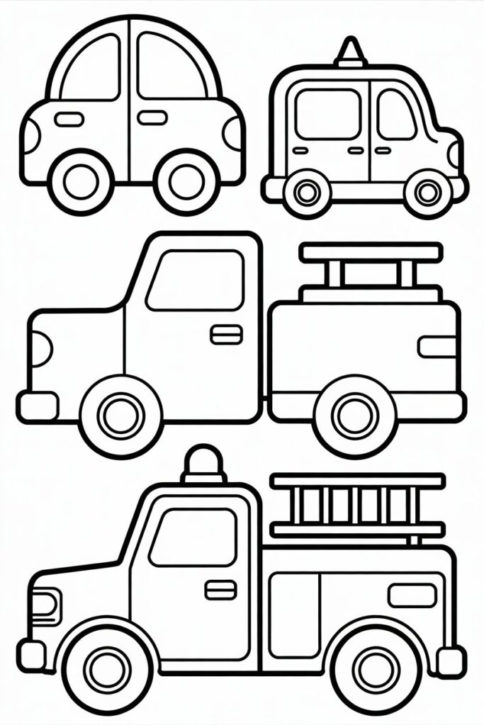 Cartoon Vehicle coloring pages free printable .