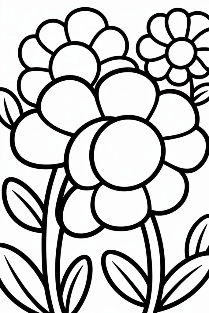 Easy flowers coloring pages free printable