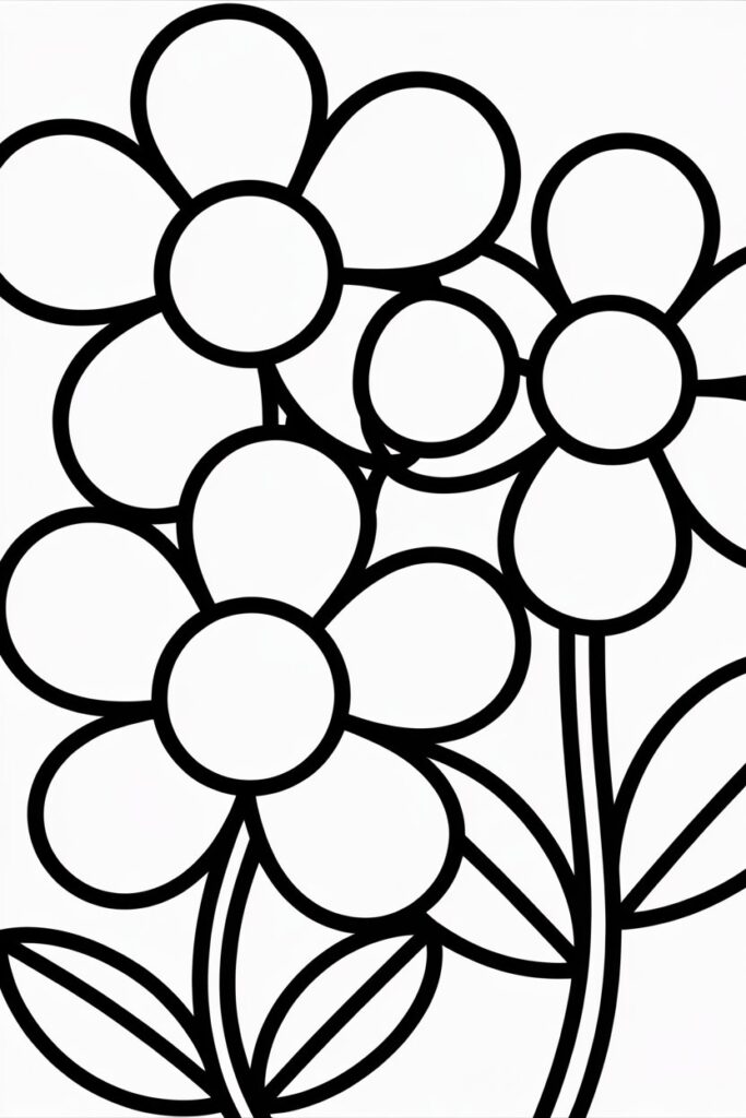 Easy flowers coloring pages free printable